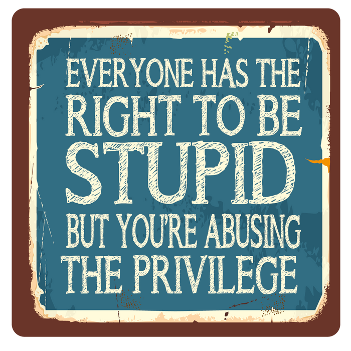 Everyone has the right to be stupid, Metal Wall Sign