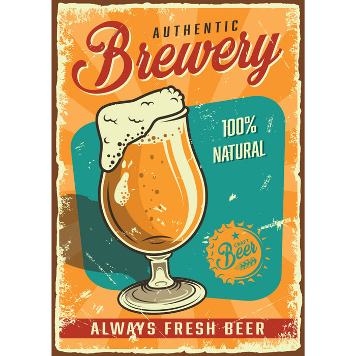 Authentic Brewery A3 Metal Sign