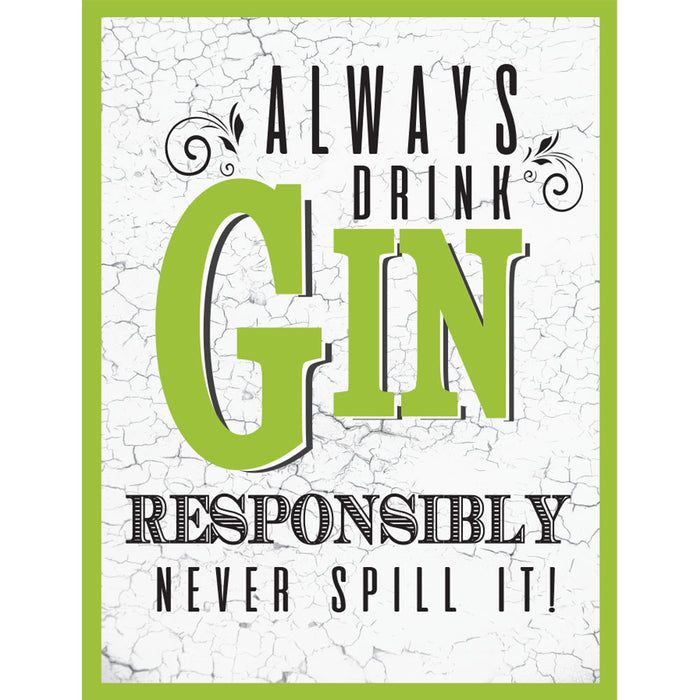 Drink Gin A3 Metal Sign