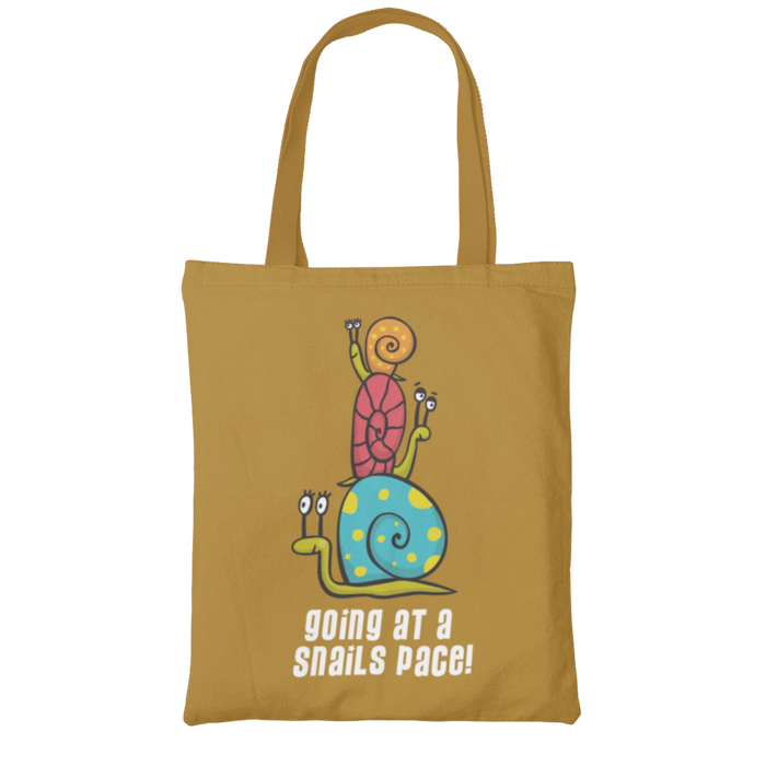 Going at a snails pace tote shopping bag