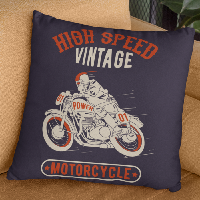 High Speed Vintage Motorbike Cushion