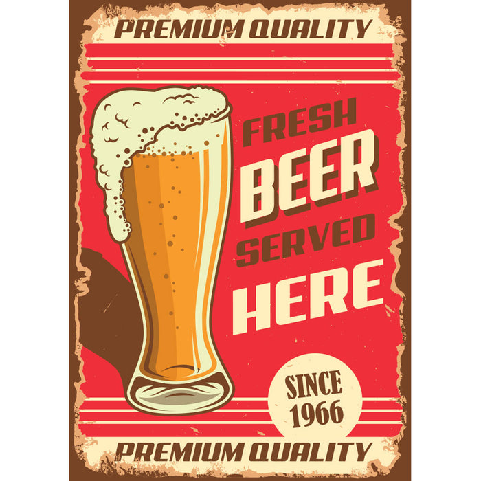 Fresh Beer Served Here A3 Metal Sign