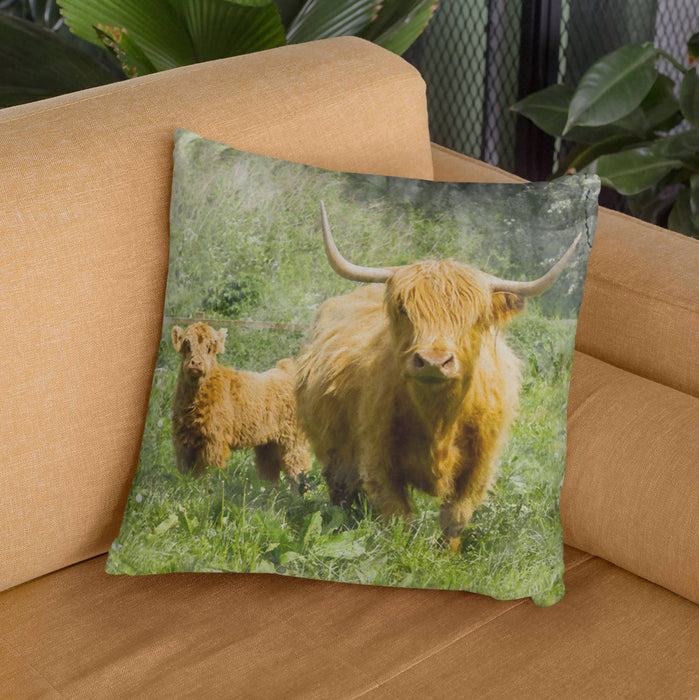 Highland Cow and Calf Cushion