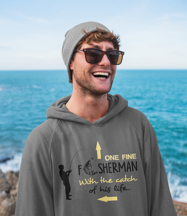 One Fine Fisherman, with the catch of his life, Fishing Humour Hoodie