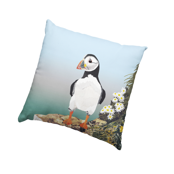 Puffin Cushion by Laura Clamp from flying teaspoons