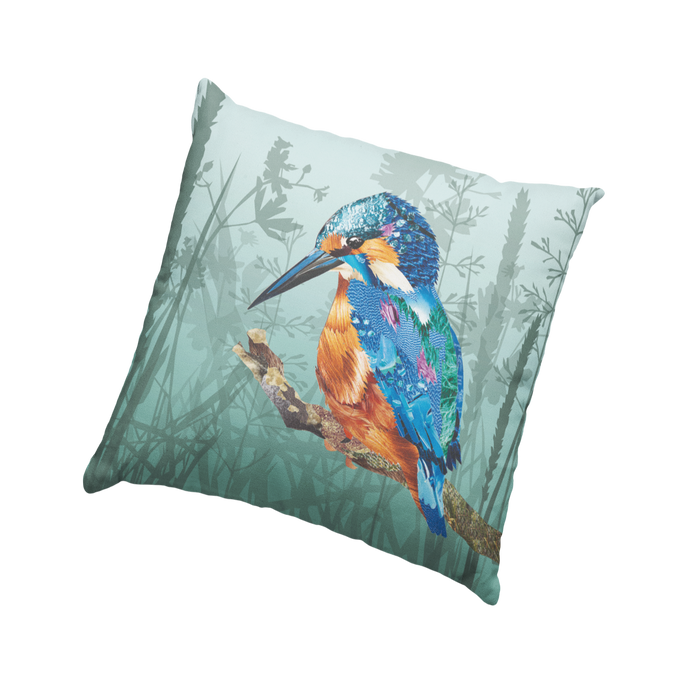 Kingfisher Cushion by Laura Clamp from flying teaspoons