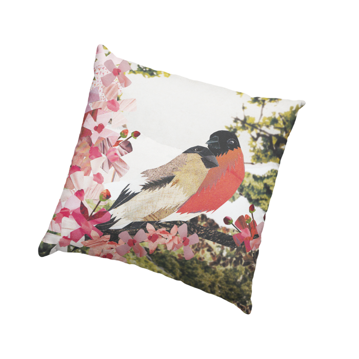 Bullfinch Cushion by Laura Clamp from flying teaspoons