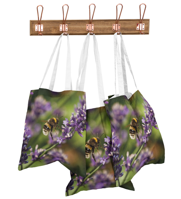 Jane Stanley's Bumble on Lavender Wipeable Bag for Life Shopping Bag