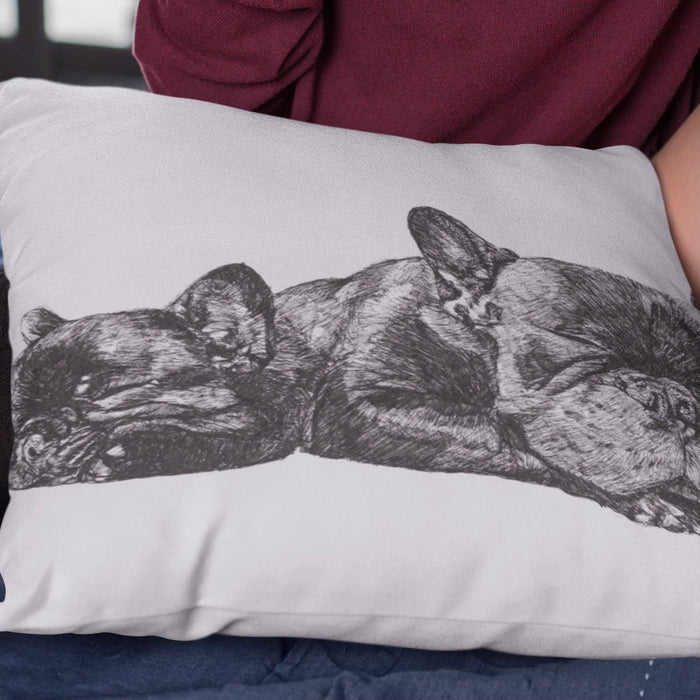 Grey French Bulldog, Mum and Pup Cushion