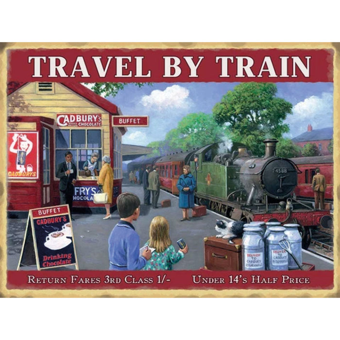 Travel by Train Nostalgia A3 Metal Sign